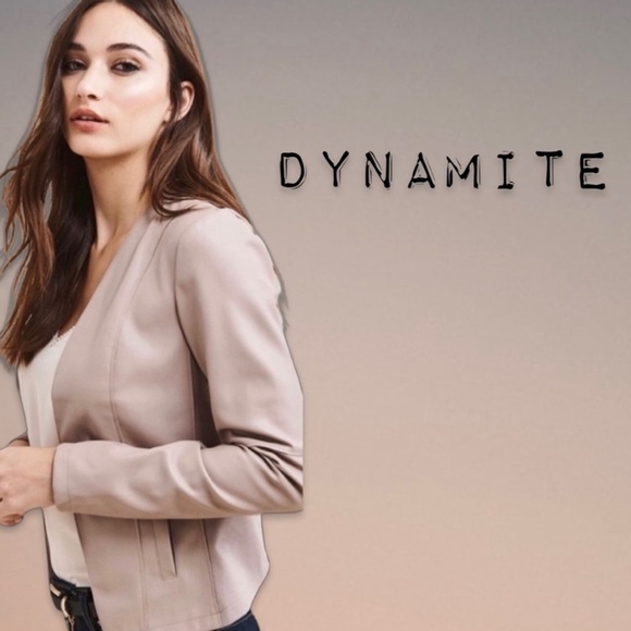 ✨ 4/$30 🤎 Dynamite Faux Leather Open Front Moto Jacket